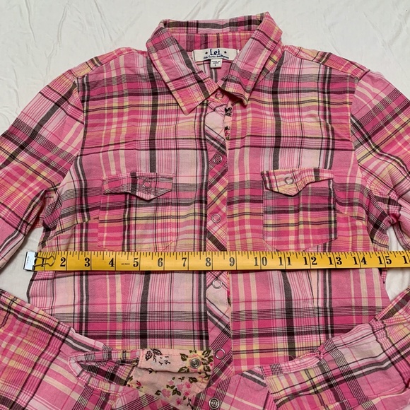 Lei Plaid Collared Button Down Girls/Juniors Sz L - Picture 3 of 6